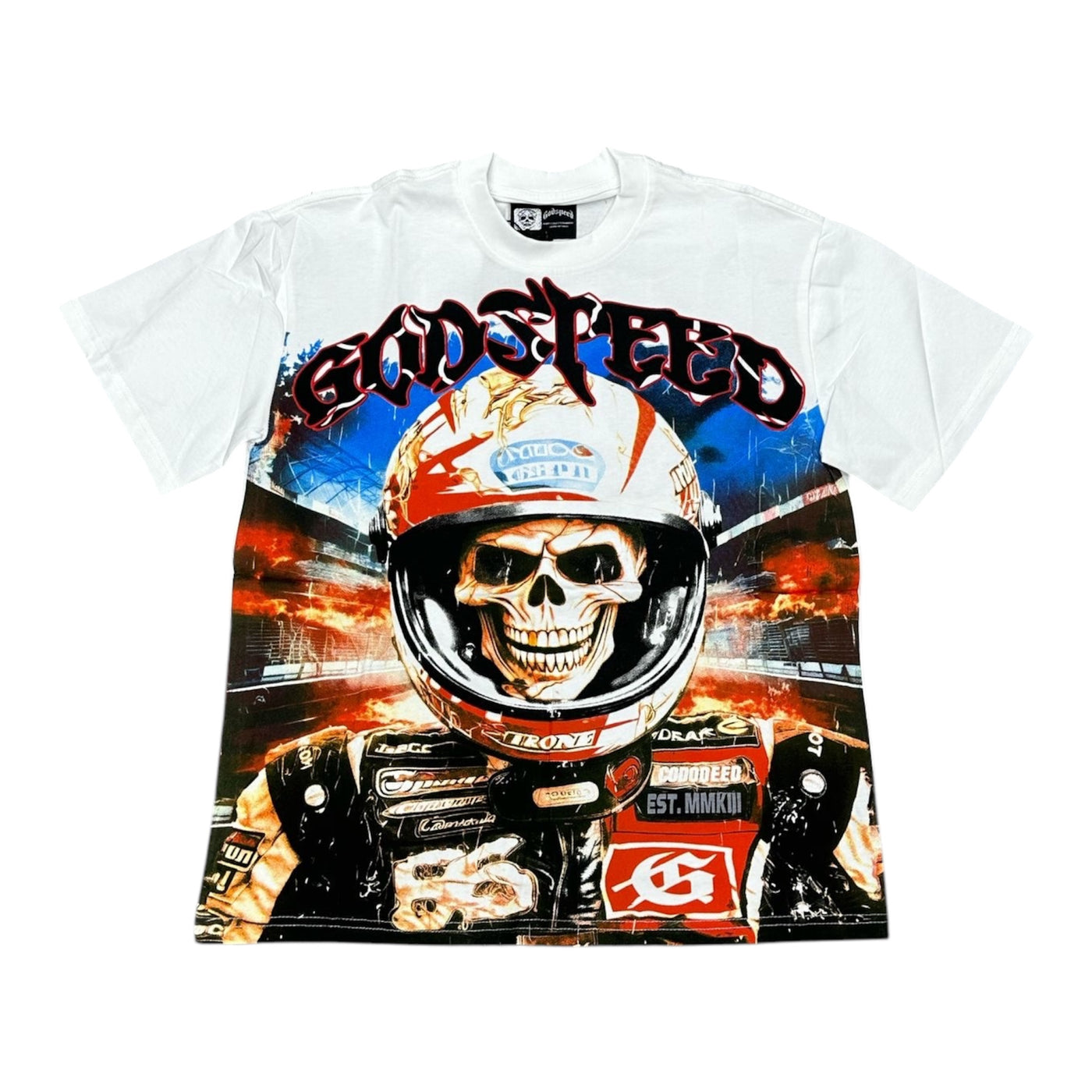Godspeed “Skull Racer” White Tee