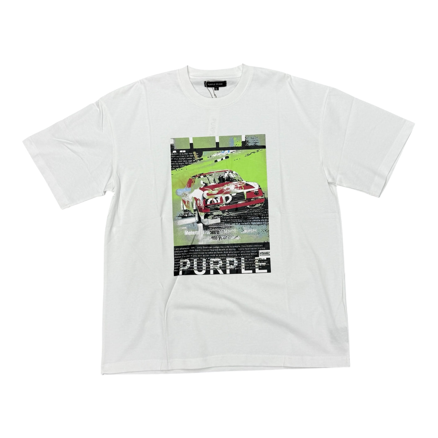 Purple “Red Car” White Tee