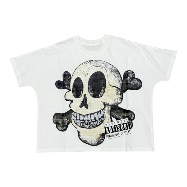Mixed Emotions Skull White/Black Crop Tee