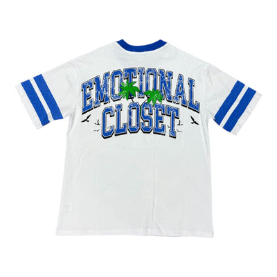 Mixed Emotions “Skull Guitarist” White/Blue Tee