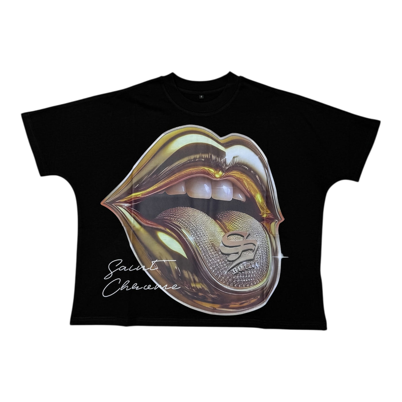 Mixed Emotions Mouth Black Crop Tee