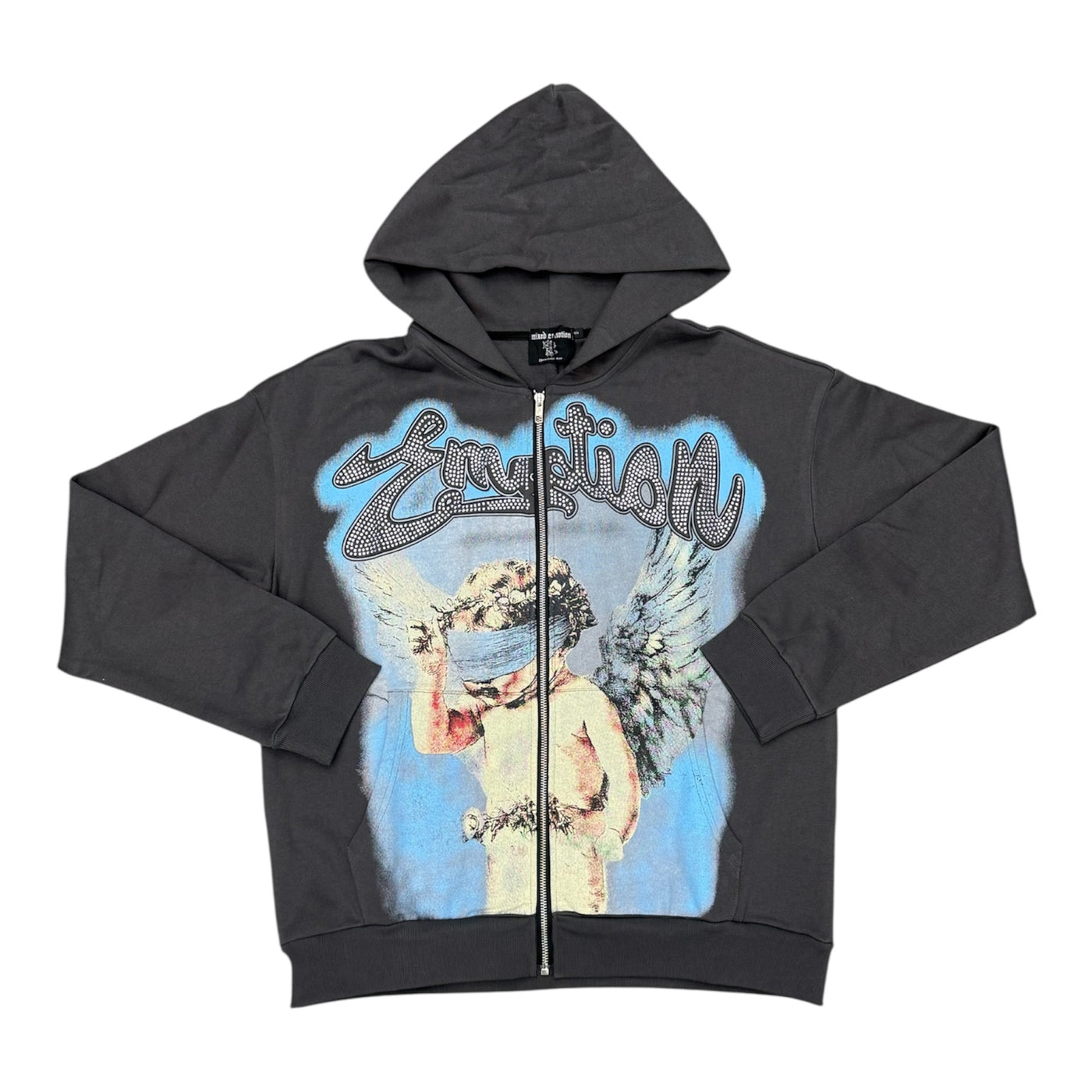Mixed Emotions Grey Zipper Hoodie