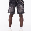 Guapi Black Faded Cross Denim Shorts