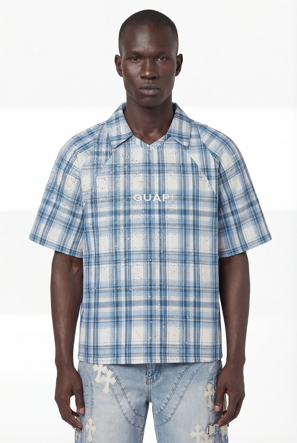 Guapi Ice Blue Plaid Tee