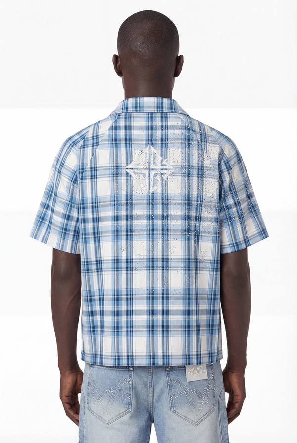 Guapi Ice Blue Plaid Tee