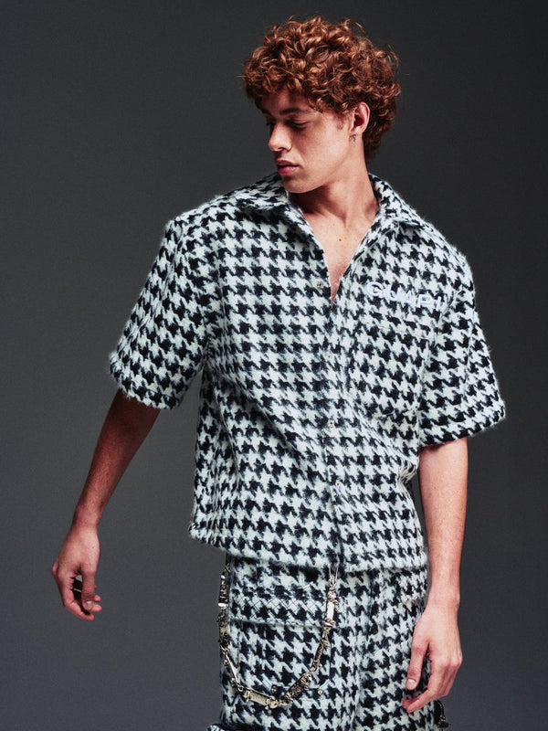Guapi White Houndstooth Furry Tee